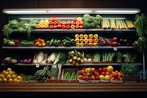 农产品新鲜蔬菜货架摄影图与苗木高清视觉展示